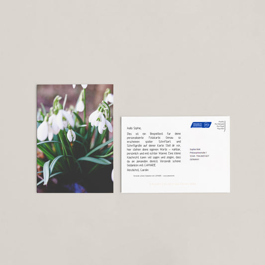 Fotokarte Schneeglöckchen – DIN A6 Frühlings Postkarte | CAMARIE